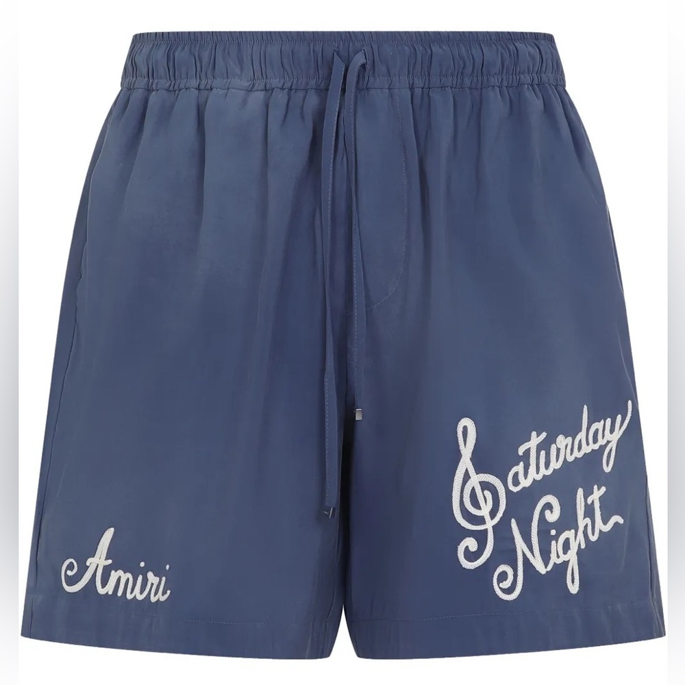 NWT Amiri Saturday Night Bermuda Shorts Navy Blue Faded Wash Sz XXL